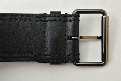 ディオール ベルト Christian Dior レザー ブラック シルバー金具 メンズ ビジネス フォーマル【中古】