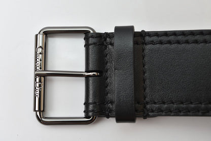 ディオール ベルト Christian Dior レザー ブラック シルバー金具 メンズ ビジネス フォーマル【中古】