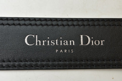 ディオール ベルト Christian Dior レザー ブラック シルバー金具 メンズ ビジネス フォーマル【中古】