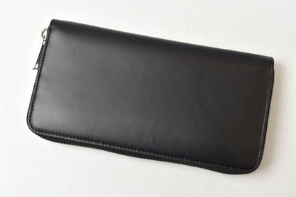 ディオールオム 長財布 Dior Homme ラウンドファスナー レザー ロゴ刺繍/ブラック ラウンドジップウォレット メンズ【中古】