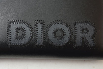 ディオールオム 長財布 Dior Homme ラウンドファスナー レザー ロゴ刺繍/ブラック ラウンドジップウォレット メンズ【中古】