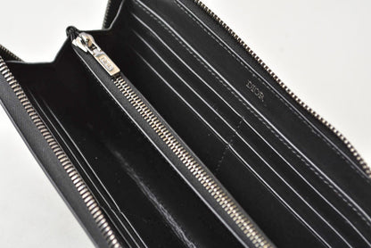 ディオールオム 長財布 Dior Homme ラウンドファスナー レザー ロゴ刺繍/ブラック ラウンドジップウォレット メンズ【中古】