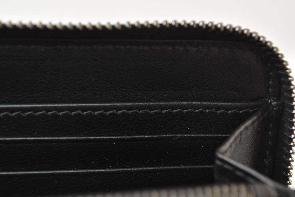 ディオールオム 長財布 Dior Homme ラウンドファスナー レザー ロゴ刺繍/ブラック ラウンドジップウォレット メンズ【中古】