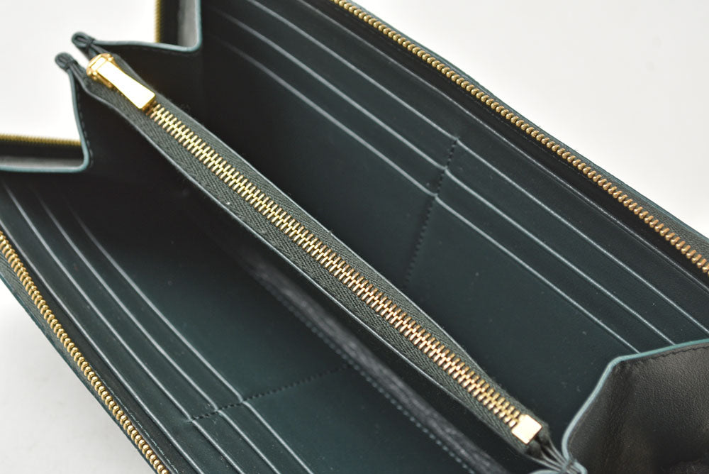 セリーヌ 長財布 CELINE 10B553FQC AMAZONE/グリーン トリオンフ エンボス ラージ ジップウォレット/ラウンドファスナー レザー メンズ レディース 【中古】