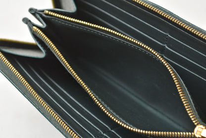セリーヌ 長財布 CELINE 10B553FQC AMAZONE/グリーン トリオンフ エンボス ラージ ジップウォレット/ラウンドファスナー レザー メンズ レディース 【中古】