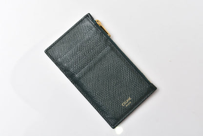 セリーヌ コインケース/カードホルダー CELINE ジップ付コンパクト カードホルダー/フラグメントケース グリーン 10B683BEL【中古】