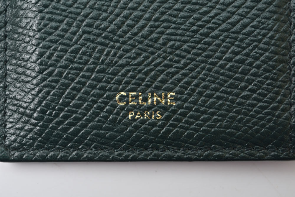 セリーヌ コインケース/カードホルダー CELINE ジップ付コンパクト カードホルダー/フラグメントケース グリーン 10B683BEL【中古】