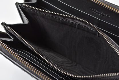 ボッテガヴェネタ 財布 BOTTEGA VENETA 長財布/ラウンドファスナー式 イントレチャート ブラック【中古】