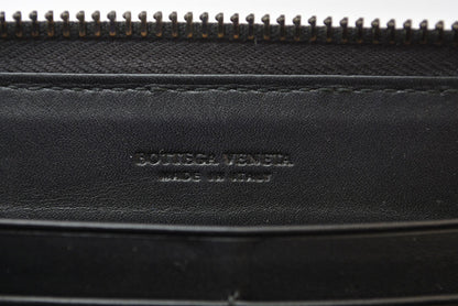 ボッテガヴェネタ 財布 BOTTEGA VENETA 長財布/ラウンドファスナー式 イントレチャート ブラック【中古】