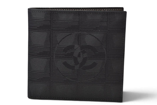 シャネル 二つ折り財布 CHANEL ヴィンテージ ニュートラベルライン ココマーク ブラック メンズ/レディース【中古】