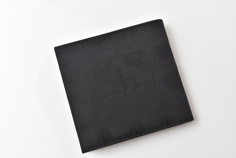 シャネル 二つ折り財布 CHANEL ヴィンテージ ニュートラベルライン ココマーク ブラック メンズ/レディース【中古】