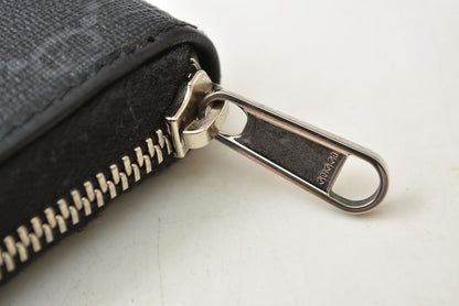 グッチ 財布 673003 インターロッキングG GGスプリーム 長財布 ラウンドファスナー GGグレー/ブラック メンズ レディース GUCCI【中古】