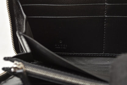グッチ 財布 673003 インターロッキングG GGスプリーム 長財布 ラウンドファスナー GGグレー/ブラック メンズ レディース GUCCI【中古】