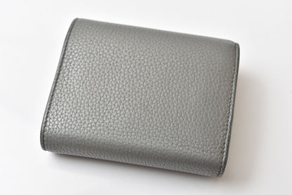 セリーヌ 財布/ミニ財布 CELINE 104903XFL スモール フォールデッド マルチファンクション 三つ折り財布 グレー ライトブルー レザー レディース【中古】