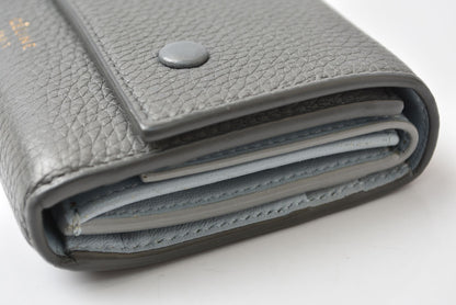 セリーヌ 財布/ミニ財布 CELINE 104903XFL スモール フォールデッド マルチファンクション 三つ折り財布 グレー ライトブルー レザー レディース【中古】