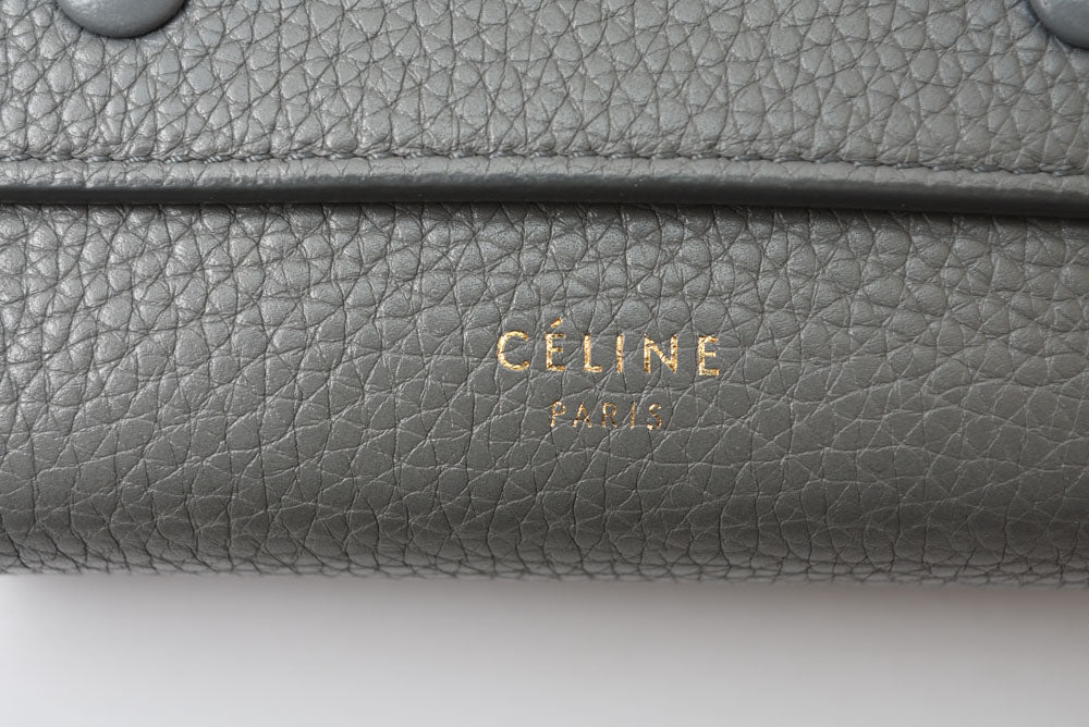 セリーヌ 財布/ミニ財布 CELINE 104903XFL スモール フォールデッド マルチファンクション 三つ折り財布 グレー ライトブルー レザー レディース【中古】