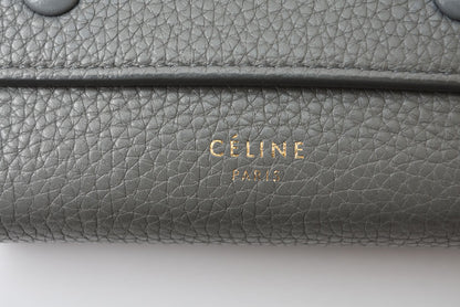 セリーヌ 財布/ミニ財布 CELINE 104903XFL スモール フォールデッド マルチファンクション 三つ折り財布 グレー ライトブルー レザー レディース【中古】