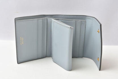セリーヌ 財布/ミニ財布 CELINE 104903XFL スモール フォールデッド マルチファンクション 三つ折り財布 グレー ライトブルー レザー レディース【中古】