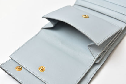 セリーヌ 財布/ミニ財布 CELINE 104903XFL スモール フォールデッド マルチファンクション 三つ折り財布 グレー ライトブルー レザー レディース【中古】