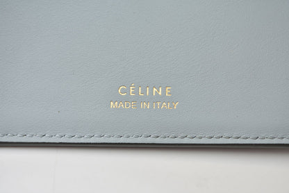 セリーヌ 財布/ミニ財布 CELINE 104903XFL スモール フォールデッド マルチファンクション 三つ折り財布 グレー ライトブルー レザー レディース【中古】