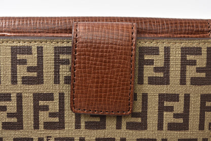 フェンディ 財布/二つ折 FENDI 折財布 8M0188 ZUCCA/ズッカ柄 ベージュ/ブラウン【中古】