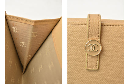 シャネル 美品 財布 ココボタン 二つ折り長財布 レザー ベージュ レディース CHANEL 財布【中古】