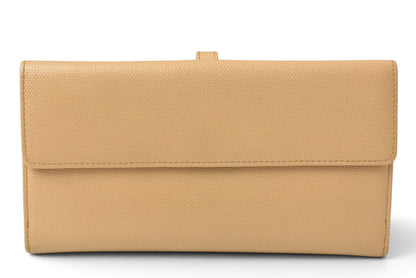シャネル 美品 財布 ココボタン 二つ折り長財布 レザー ベージュ レディース CHANEL 財布【中古】