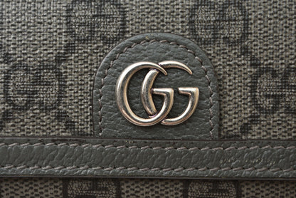 グッチ 二つ折り/カードケース GUCCI マチ付き名刺入れ 732025 オフィディア GGスプリーム PVC グレー メンズ/レディース【中古】