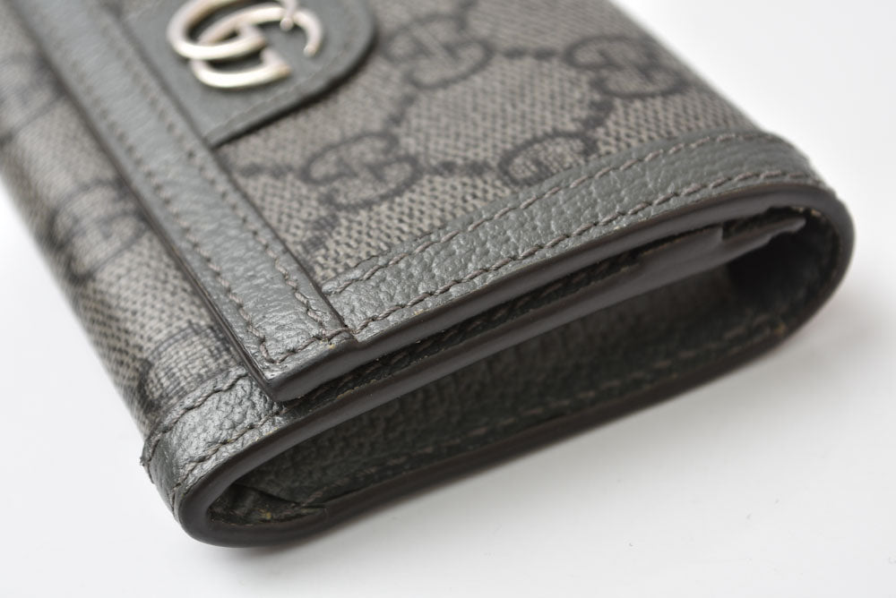 グッチ 二つ折り/カードケース GUCCI マチ付き名刺入れ 732025 オフィディア GGスプリーム PVC グレー メンズ/レディース【中古】