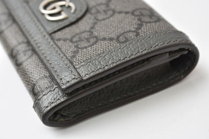 グッチ 二つ折り/カードケース GUCCI マチ付き名刺入れ 732025 オフィディア GGスプリーム PVC グレー メンズ/レディース【中古】