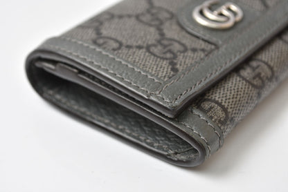 グッチ 二つ折り/カードケース GUCCI マチ付き名刺入れ 732025 オフィディア GGスプリーム PVC グレー メンズ/レディース【中古】