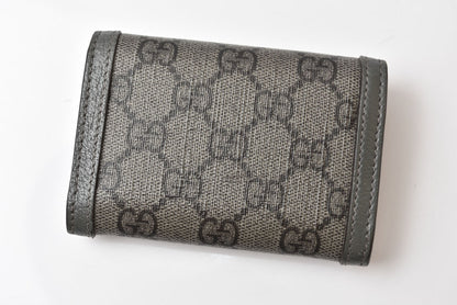 グッチ 二つ折り/カードケース GUCCI マチ付き名刺入れ 732025 オフィディア GGスプリーム PVC グレー メンズ/レディース【中古】