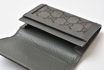 グッチ 二つ折り/カードケース GUCCI マチ付き名刺入れ 732025 オフィディア GGスプリーム PVC グレー メンズ/レディース【中古】