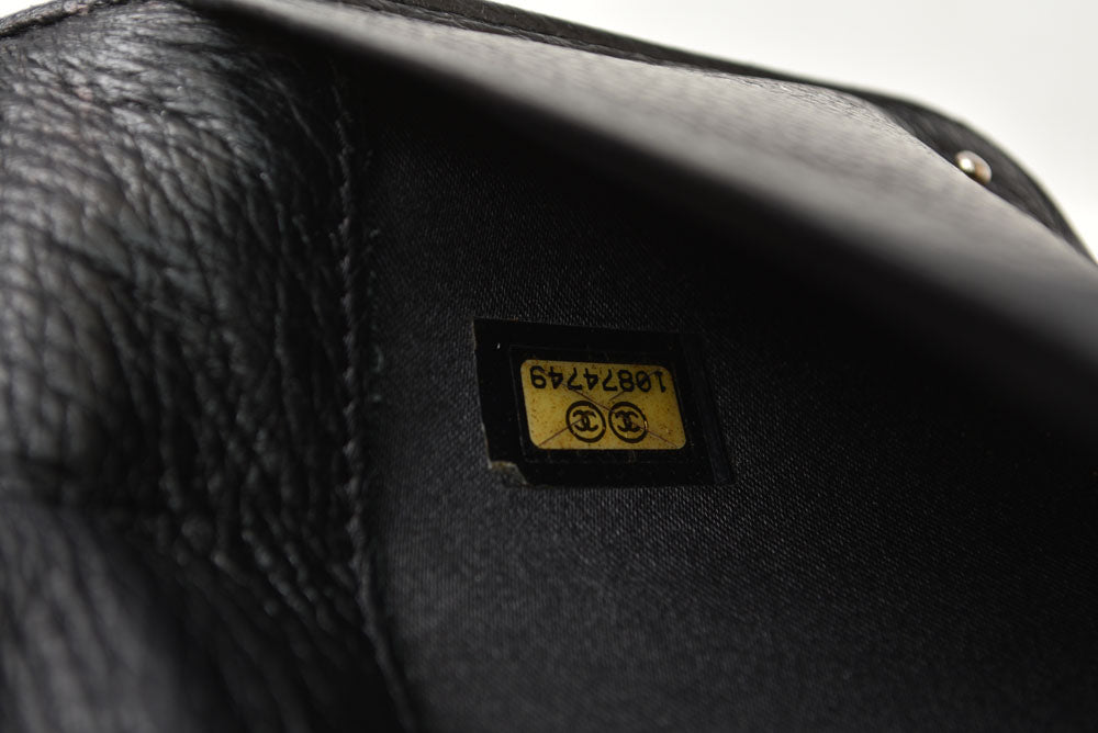 シャネル 財布 CHANEL ヴィンテージ 長財布 CCステッチ/ココマーク ブラック【中古】