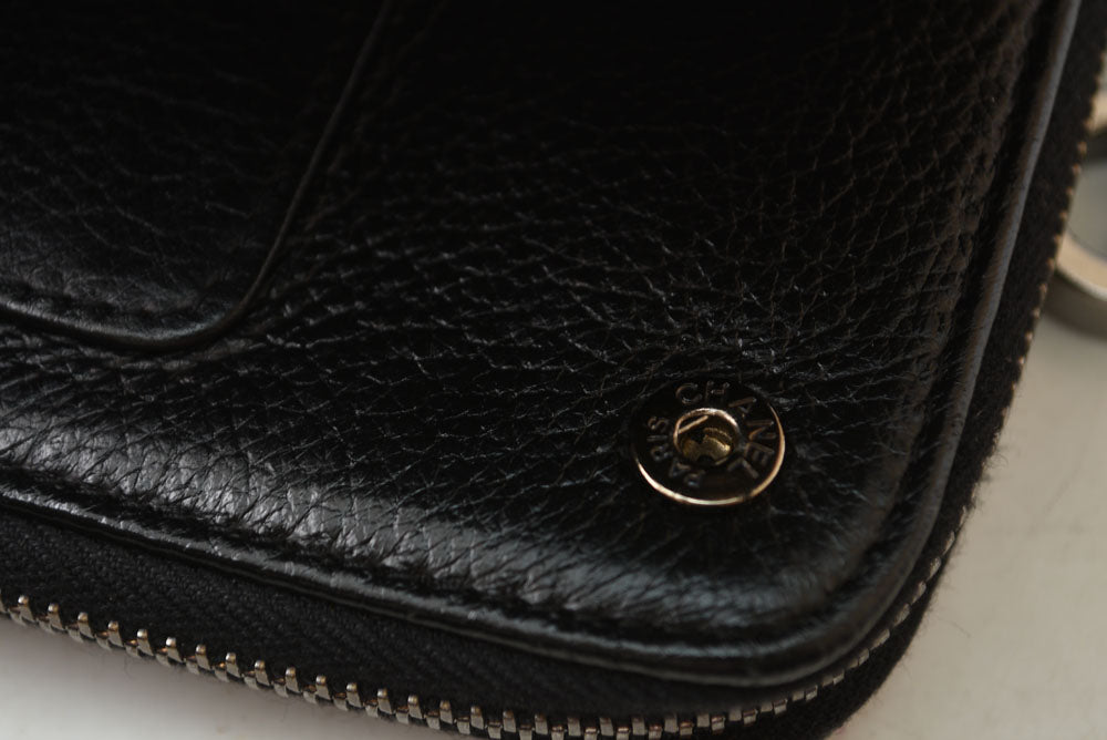 シャネル 財布 CHANEL ヴィンテージ 長財布 CCステッチ/ココマーク ブラック【中古】