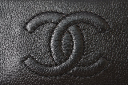 シャネル 財布 CHANEL ヴィンテージ 長財布 CCステッチ/ココマーク ブラック【中古】