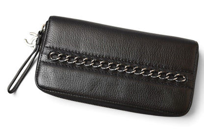 シャネル 財布 CHANEL ヴィンテージ 長財布 CCステッチ/ココマーク ブラック【中古】