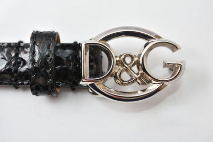 ドルチェ＆ガッバーナ ベルト DOLCE&GABBANA パイソン柄 ブラック レディース D&G 約75cm【中古】