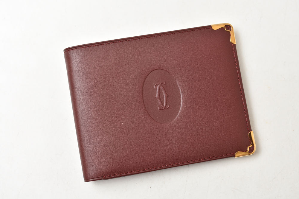 カルティエ 折財布/二つ折り財布 ヴィンテージ Cartier 財布 メンズ マスト ドゥ カルティエ ボルドー L3000079【中古】