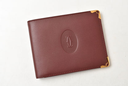カルティエ 折財布/二つ折り財布 ヴィンテージ Cartier 財布 メンズ マスト ドゥ カルティエ ボルドー L3000079【中古】