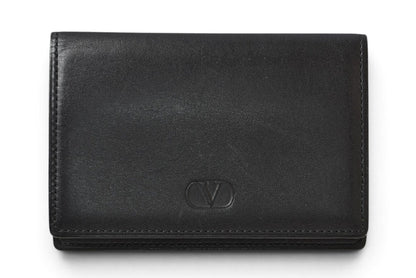 ヴァレンティノ 名刺入れ/カードケース VALENTINO バレンチノ レザー ブラック メンズ/レディース【中古】