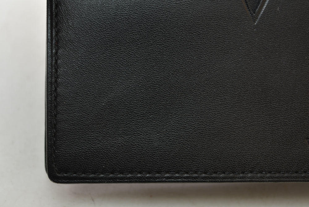 ヴァレンティノ 名刺入れ/カードケース VALENTINO バレンチノ レザー ブラック メンズ/レディース【中古】