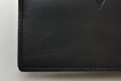 ヴァレンティノ 名刺入れ/カードケース VALENTINO バレンチノ レザー ブラック メンズ/レディース【中古】