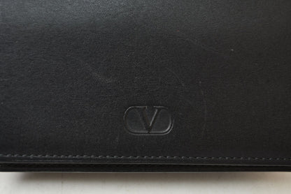 ヴァレンティノ 名刺入れ/カードケース VALENTINO バレンチノ レザー ブラック メンズ/レディース【中古】
