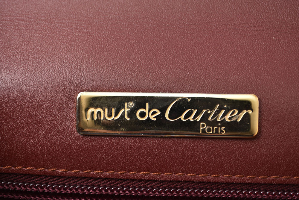 カルティエ クラッチバッグ Cartier マスト ドゥ カルティエ ヴィンテージ バッグ レザー ボルドー【中古】