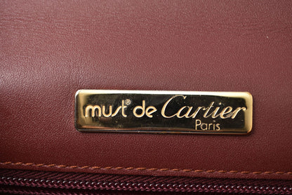 カルティエ クラッチバッグ Cartier マスト ドゥ カルティエ ヴィンテージ バッグ レザー ボルドー【中古】