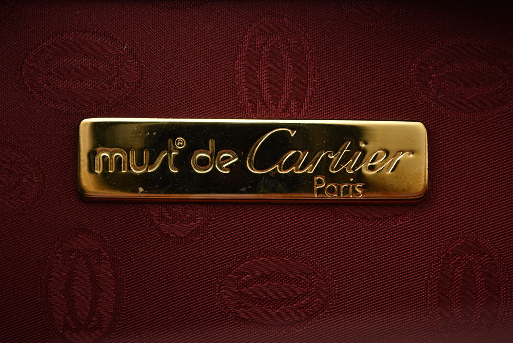 カルティエ クラッチバッグ マストライン Cartier ヴィンテージ メンズバッグ レザー ボルドー【中古】