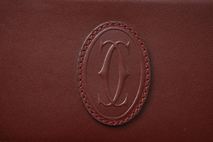 カルティエ クラッチバッグ マストライン Cartier ヴィンテージ メンズバッグ レザー ボルドー【中古】