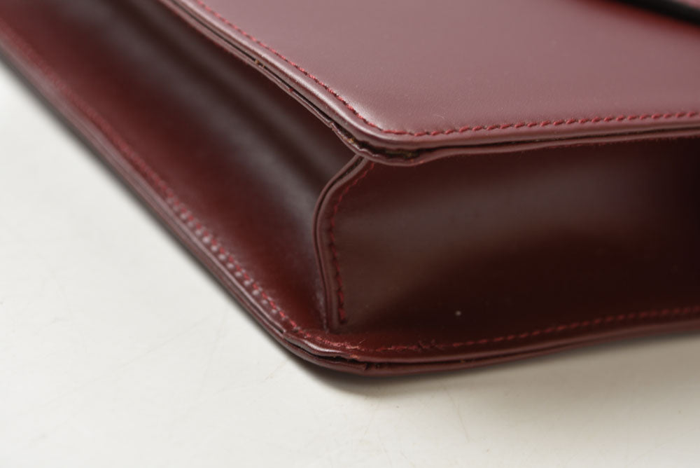 カルティエ クラッチバッグ マストライン Cartier ヴィンテージ メンズバッグ レザー ボルドー【中古】