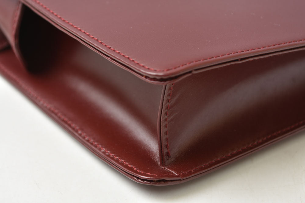 カルティエ クラッチバッグ マストライン Cartier ヴィンテージ メンズバッグ レザー ボルドー【中古】